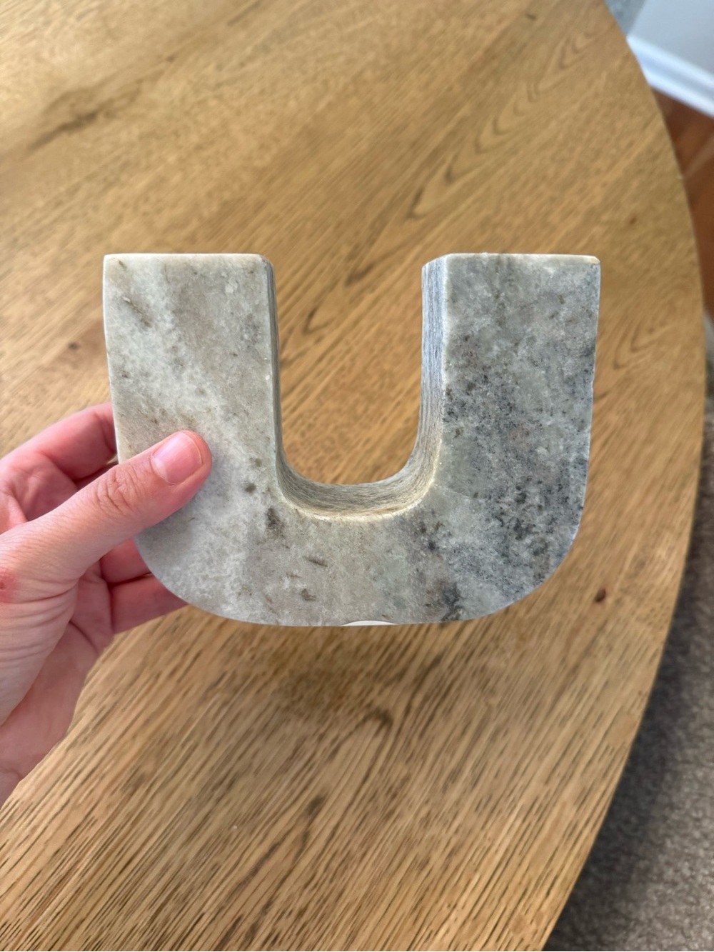 Threshold Gray Marble U-Shaped Double Taper Candle Holder - Picture 3 of 4